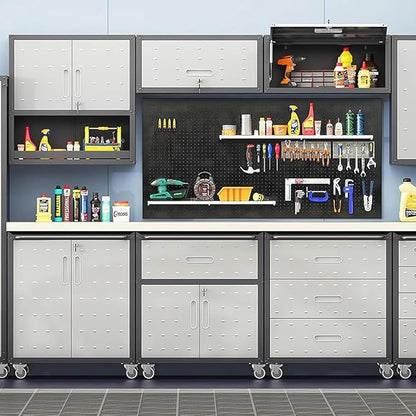 Garage Storage Cabinet System 3pcs Heavy Duty Workshop Set Wall Cabinet Metal Tool Cabinets with Adjustable Shelves Metal Garage Storage Cabinets