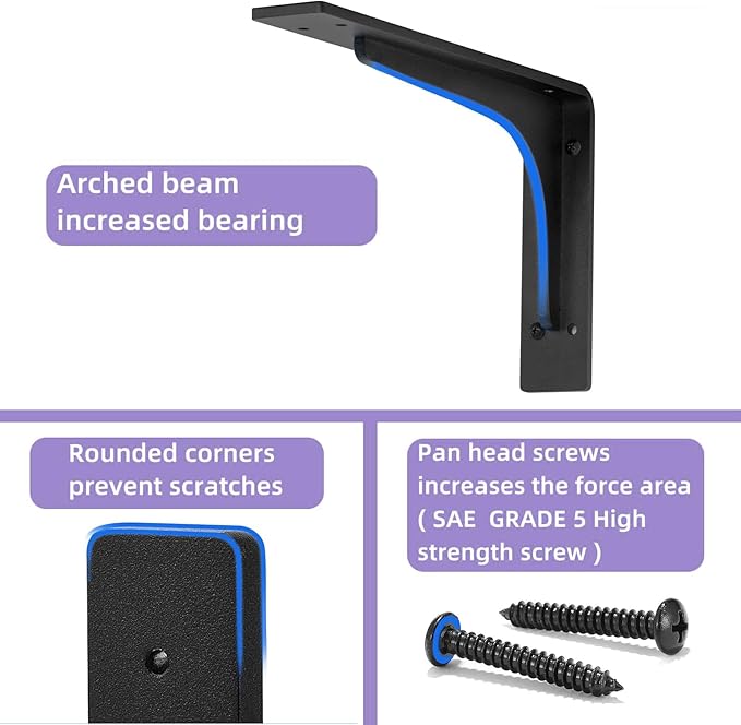 16 inch x 9.5 inch Shelf Support Bracket Heavy Duty, L Shelf Brackets ,max Load 300lbs, , Metal Brackets for Shelves, Counter Bracket ,Corner Brace,Pack of 4.