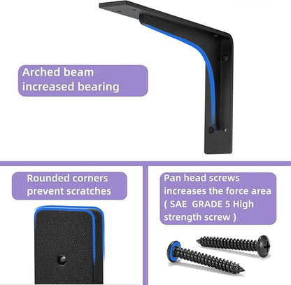6 INCHx 4 INCH (with Brace Shelf Support Bracket Heavy Duty, L Shelf Brackets ,max Load 300lbs, , Metal Brackets for Shelves, Counter Bracket ,Corner Brace,Pack of 4.