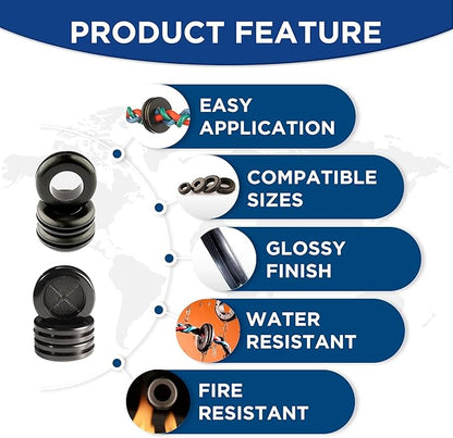 Rubber Grommet kit- Pack of 190 in 2 Types of Rubber Grommets for Wiring Including 2 Sizes of Hole Plugs & 8 Sizes of Wire Grommets- Firewall Grommet kit Handles Complete Safety & Sealing.