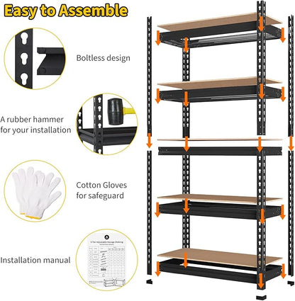 GarveeHome Heavy Duty Storage Shelves - 5 Tier 36 * 18 * 72 in, Adjustable Garage Storage Shelving, Metal Storage Utility Rack Shelf Unit
