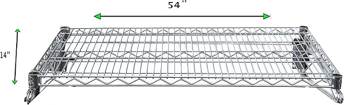 Heavy Duty Chrome Wire Wall Shelf – NSF Certified Commercial Storage Rack with Mounting Brackets – Steel Wire Shelf for Kitchen, Restaurant, Garage, or Pantry (14" x 54")