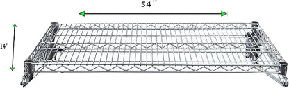 Heavy Duty Chrome Wire Wall Shelf – NSF Certified Commercial Storage Rack with Mounting Brackets – Steel Wire Shelf for Kitchen, Restaurant, Garage, or Pantry (14" x 54")