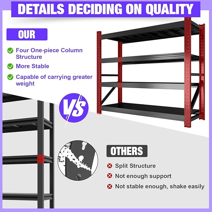 Garage Storage Shelves, 5000lbs 4 Tier Adjustable Garage Shelving, Heavy Duty 60" W x 24" D x 60" H Metal Shelving Unit, Utility Rack Shelf, Industrial Shelve Units for Storage Warehouse Pantry Closet