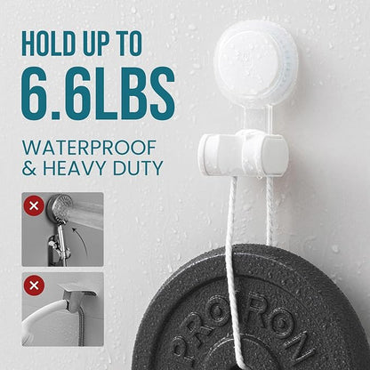 TAILI Shower Head Holder Suction Cup, Handheld Shower Head Bracket, Height Angle Adjustable Wall Mounted, Bathroom Showerhead Holder No Drilling Removable Waterproof,Matte white