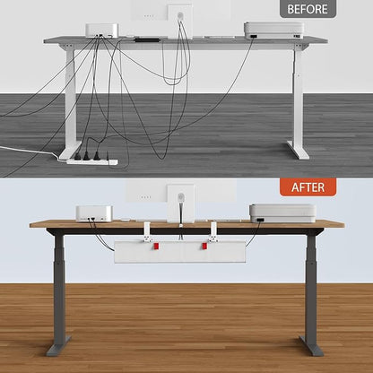 Univivi No Drill Under Desk Cable Management Tray, 28" Cord Organizer for Table, Clamp/Screw Mount Desk Cable Management, Premium Fabric Cable Management Tray for Office, Home