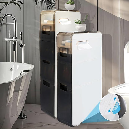 Ultra Thin Bathroom Storage Cabinet with Drawers for Living Room, Slim Bathroom, Kitchen, Room and Other Small Items (3 Tiers)