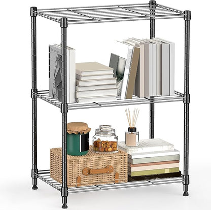 450 lbs Steel Storage Shelving 3-Tier Utility Shelving Unit Steel Organizer Wire Rack for Home,Kitchen,Office (11.8" D x 17.7" W x 26.3" H)