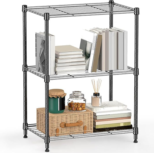 450 lbs Steel Storage Shelving 3-Tier Utility Shelving Unit Steel Organizer Wire Rack for Home,Kitchen,Office (11.8" D x 17.7" W x 26.3" H)