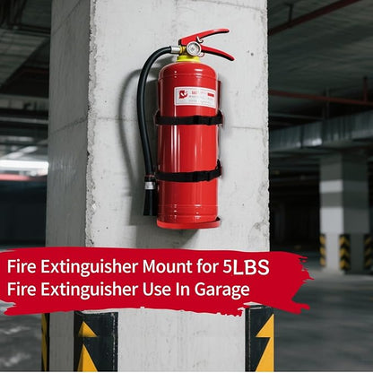 Fire Extinguisher Mount,Wall Mounted Fire Extinguisher Bracket,Compatible with 5 Pound Fire Extinguishers Ideal for Home,Car,RV,Truck