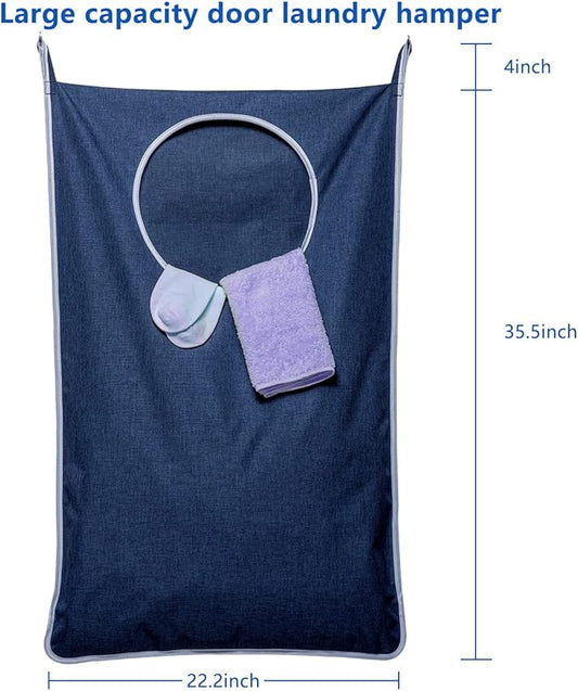 KEEPJOY 2 Pack Large Hanging Laundry Hamper Bag, 35x21.6 Inch Oversized Clothes Hanging Laundry bag with Hooks, Perfect for Managing Dirty Clothes Storage Bag (Blue,2-Pack)