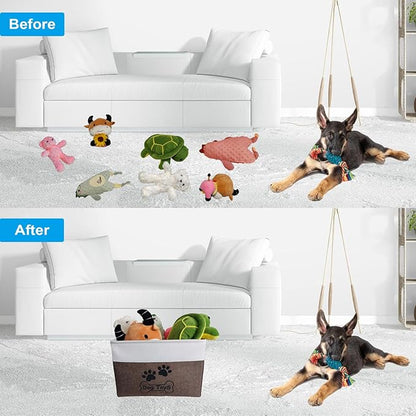 Dog Toy Basket Collapsible Dog Toy Box with Handles Foldable Dog Toy Bin for Pet Toys,Accessories