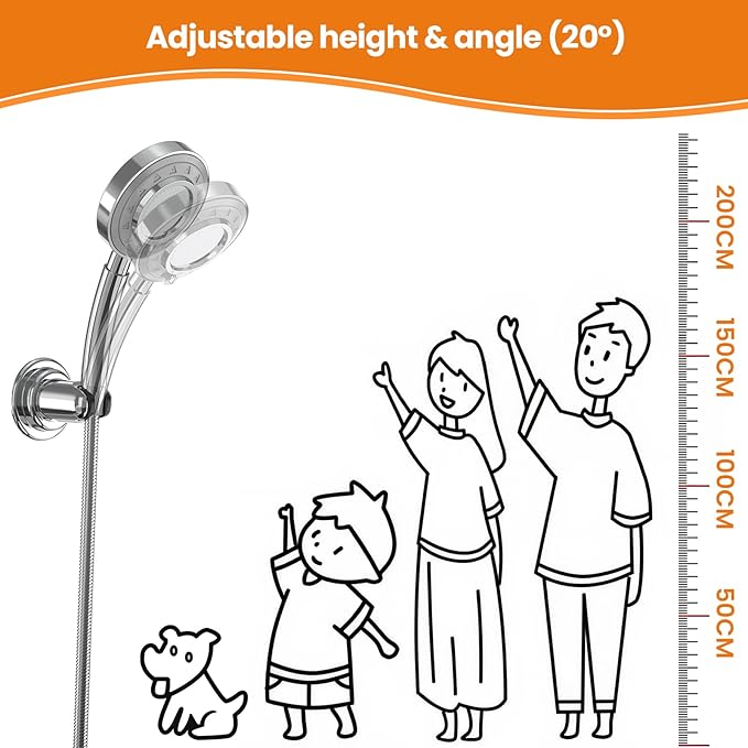 Strong Suction Cup Shower Head Holder - No Drill Handheld Shower Bracket for Seniors, Kids & Pets, Tool-Free Adjustable Height Bathing Aid for Tile/Glass, Rustproof ABS Construction