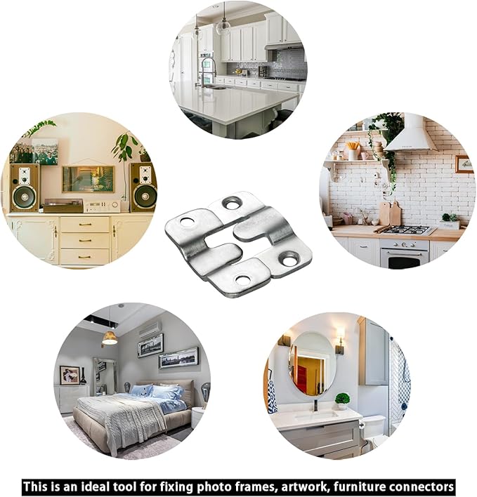 Flush Mount Bracket, Headboard Wall Mounting Brackets- Interlocking Hanging Bracket, Mounting Hardware for Picture Hanging and Sectional Couch Connectors (8 Pairs)