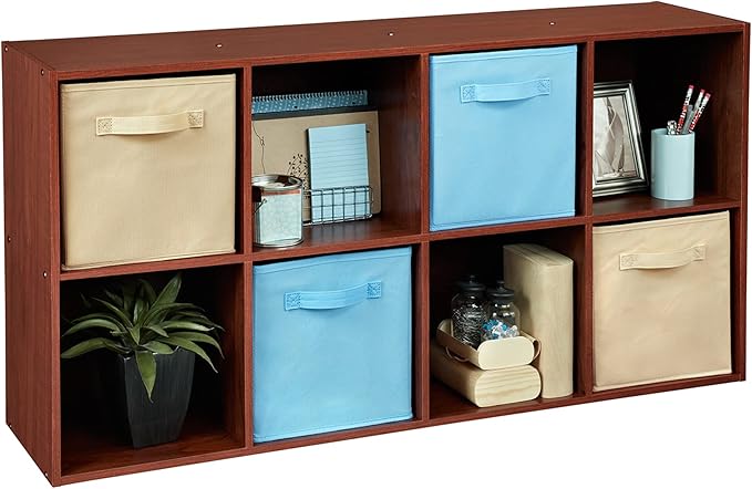 ClosetMaid Cubeicals 8 Cube Storage Shelf Organizer Bookshelf, Stackable, Vertical or Horizontal, Easy Assembly, Wood, Dark Cherry Finish