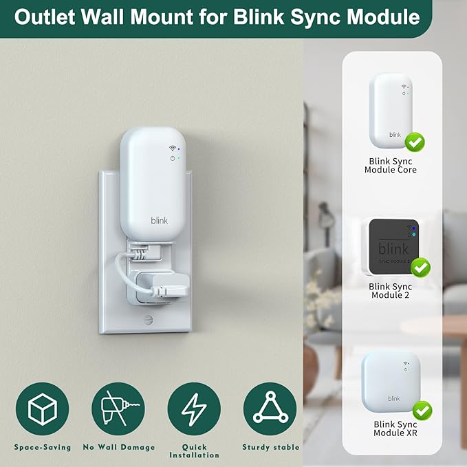 Blink Outdoor 2K Mount, Weatherproof Covers and 360°Adjustable Mounts for Blink 2K Camera, Space-Saving Outlet Wall Mount for Sync Module(Black, 5 Pack)