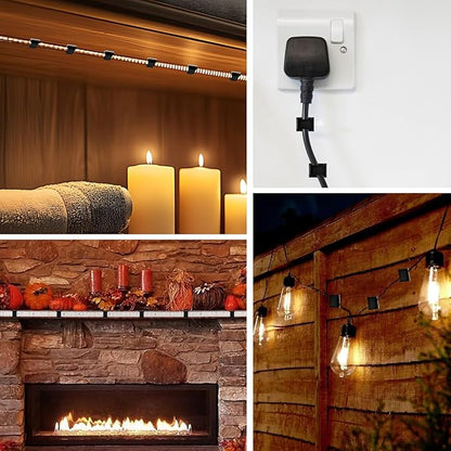 GooChan Strip Light Mounting Clips Self-Adhesive Tape Brackets Holder,100-Pack Clamps Fix Light Strip 8mm 10mm 12mm (for 10mm (3/8") Black Wide Strip Lights)