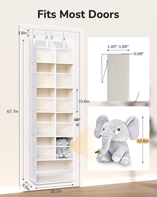 ULG Over the Door Organizer, 6-Tier Hanging Storage with Clear Windows, 19 Pockets for Closet, Pantry, Bathroom & Nursery Doors, Extra Large Storage Space with 4 Hooks