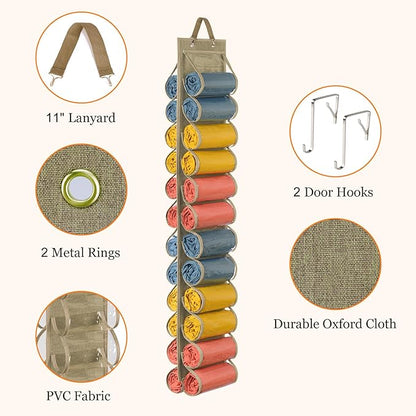 Lirex Scarf Storage Organizer with 24 Pockets, Yoga Legging Storage Organizer for Family Closet Bedroom, Light Coffee