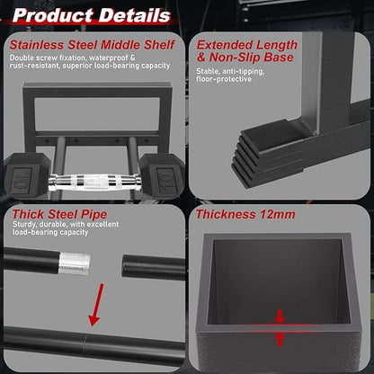 Dumbbell Rack, 2-Tier | 3-Tier Weight Rack for Home Gym, 300LB | 450LB Adjustable Dumbbell Rack Stand Only Weight Storage Rack Gym Organizer