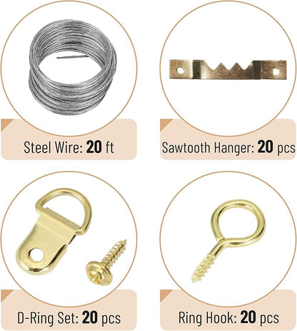 Mr. Pen- Picture Hanging Kit, 410pc, Gold, Picture Hangers Bulk, Nails for Hanging Pictures, Wall Hangers, Picture Hanging, Picture Hanging Hooks, Frame Hanging Hardware, Wall Hanging Kit