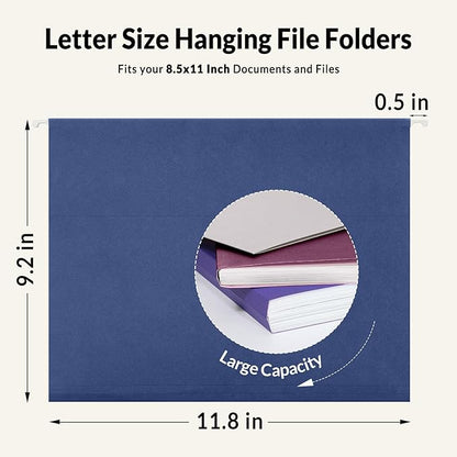 SUNEE Hanging File Folders Vintage Colors, 25 Pack Letter Size File Folders with 1/5-cut Tabs, Stay Organized for Your Home and Office Bulk File and Documents