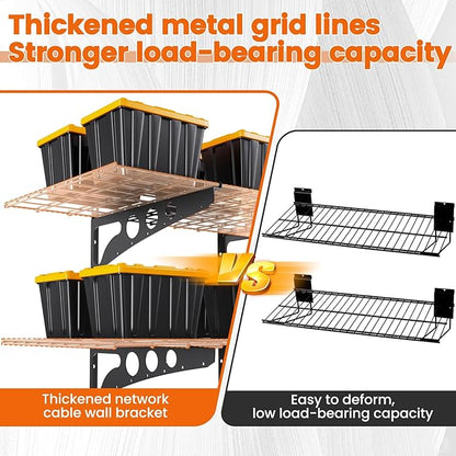 2-Pack 2x4ft Garage Wall Shelving,47" *24"Heavy Duty Walls Shelf Storage Rack,1200LBS Shelving Wall Mounted for Garage,Kitchens,Storeroom,Basement,Rust-Proof,Easy Installation