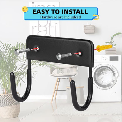 BiJun Ironing Board Hanger Wall Mount, Ironing Board Hanger with 5 Inch Length, Iron Board Holder Wall Mount for Laundry Rooms (Black)