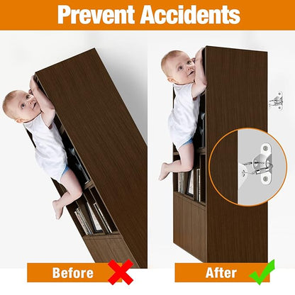 Furniture Anchors (10 Packs) Anti Tip Furniture Anchors for Baby Proofing, Furniture Wall Anchor Earthquake Straps for Furniture Dresser Wall Safety Anchor Furniture Fasteners to Wall, White