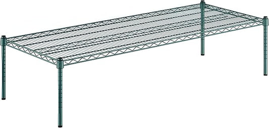 24" x 60" x 14" Green Epoxy Wire Storage Shelf, Dunnage Rack, Commercial 1 Tier Small Shelf