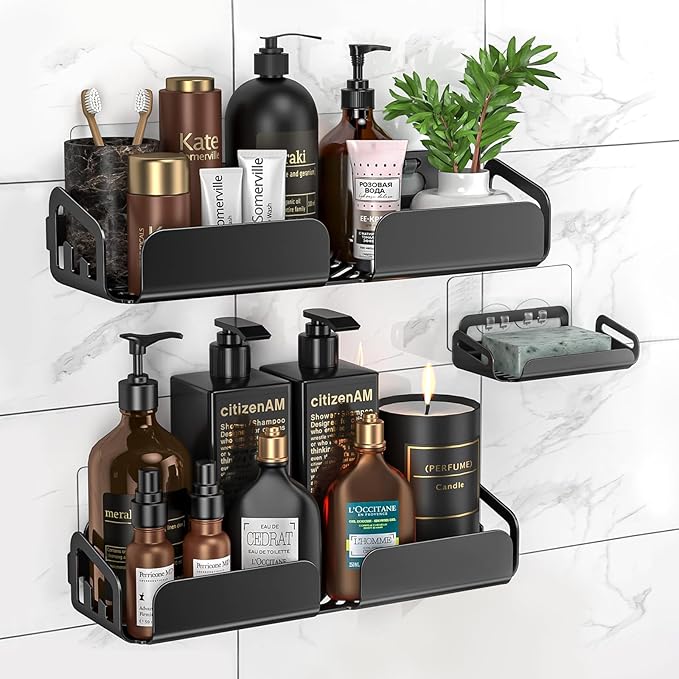 DSJIFGEW Shower Caddy Adhesive Replacement Stickers - 6 Pack No Drilling Shower Caddy Adhesive Strips, Strong Adhesive Hooks for Shower Caddy Bathroom Storage Shelves and Kitchen Racks & Soap Holder