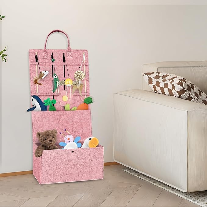 5-Layer Cat Wand Toy Storage Bag, 31.6in Multifunction Pet Toy Storage Hanging Bag