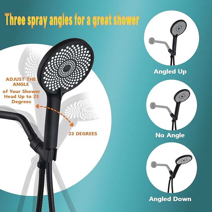 Brass Handheld Shower Head Holder - Adjustable Shower Rod Holder with Brass Pivot Ball - Matte Black