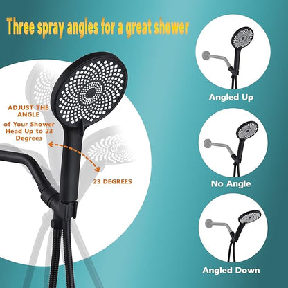Brass Handheld Shower Head Holder - Adjustable Shower Rod Holder with Brass Pivot Ball - Matte Black