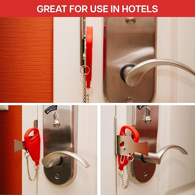 Addalock The Original Portable Door Lock for Travel & Home Security, 1-Piece Door Latch Lock for Houses, Apartments, Hotels, Motels, Dorms & AirBnBs - Lock The Door & Stay at Home or Away, 2 Pack