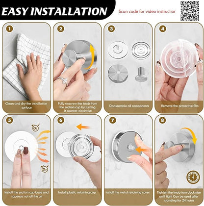 Suction Cup Hooks for Shower,Removable Shower Towel Suction Hooks for Bathroom Wall,Kitchen,Glass,Mirror,Tile to Hang Robes,Loofah-Silver(2-Pack)
