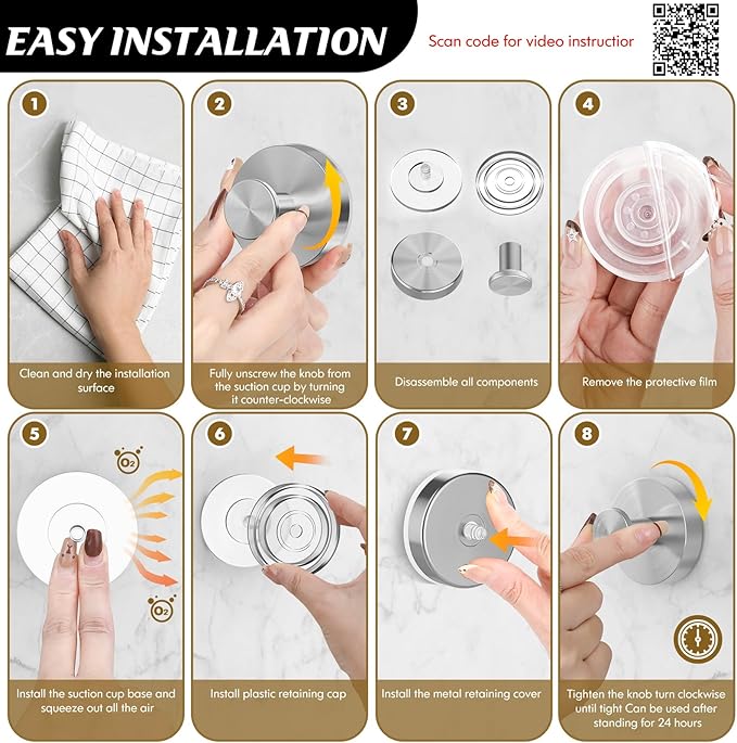 Suction Cup Hooks for Shower,Removable Shower Towel Suction Hooks for Bathroom Wall,Kitchen,Glass,Mirror,Tile to Hang Robes,Loofah-Silver(4-Pack)
