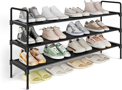 Kitsure Shoe Rack - 3-Tier Long Shoe Organizer with Handles & Non-Slip Feet, Rust-Resistant Metal Shoe Rack for Closet, Entryway, Bedroom, Living Room, 36.1" Wide - 3 Tiers, Black