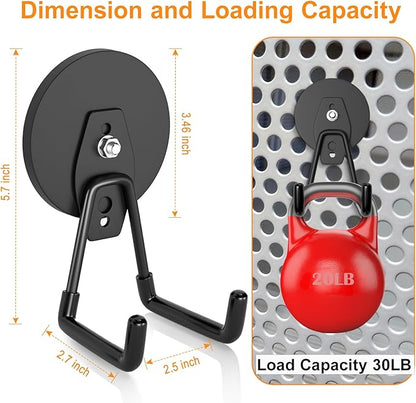 ENUODA Strong Magnetic Hooks Heavy Duty Garage Hooks Magnet Tool Holder for Hanging Yard Tools Extension Cord Hose Power Tools Workshop Organization Outdoor Indoor, 25Lbs, 2 Pack