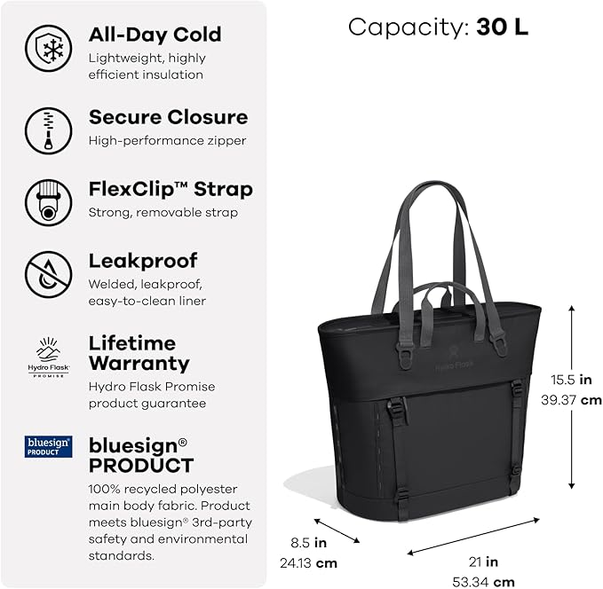 Hydro Flask Carryout Tote - Insulated Tote Bag - 30 L Capacity in Capri Blue