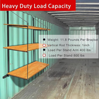 3 Pack Heavy-Duty Shipping Container Shelves with 57"(H) X 18"(W), DIY Adjustable 3-Tier Shipping Container Shelving Brackets, Shipping Container Accessories Universal