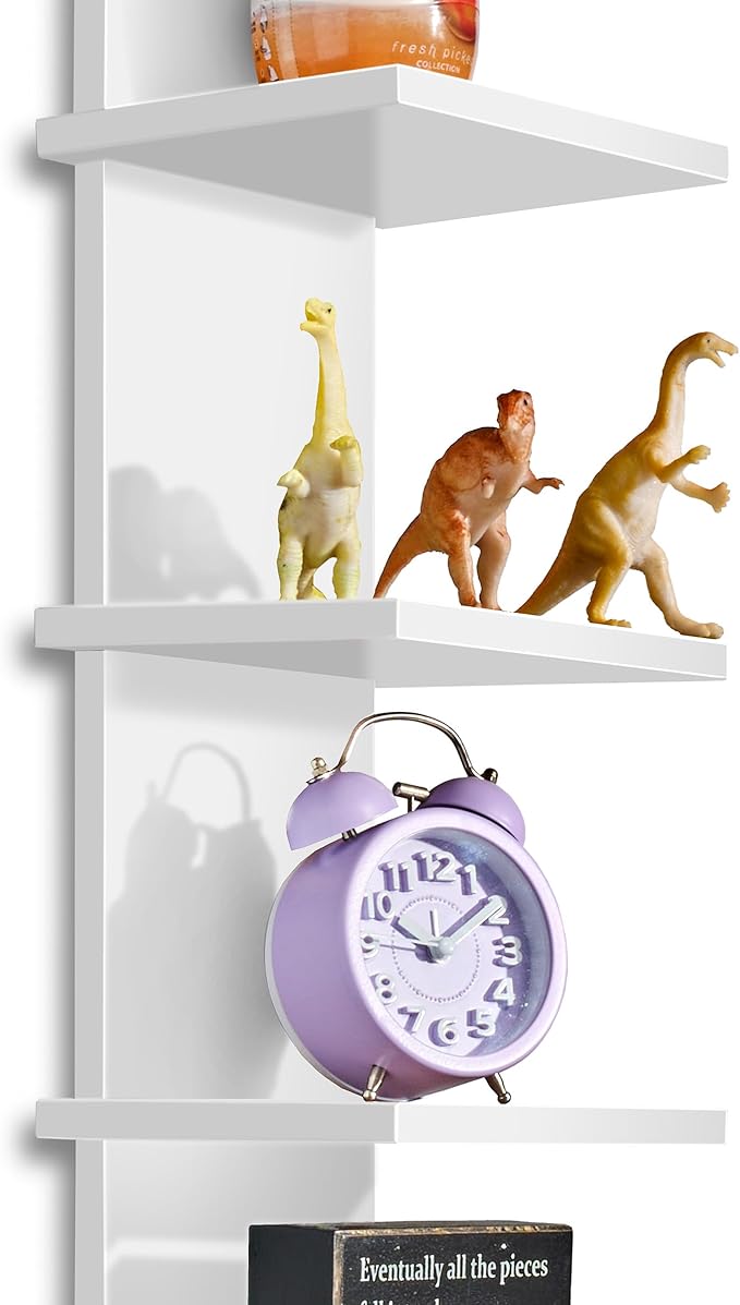 Sorbus 5 Tier Wall Shelf Unit with Hooks, Vertical Column Utility Shelving for Home Decor and Storage Organizer, Wall-Mounted Floating Shelves for Bathroom Storage, Bedroom (2 Pack)
