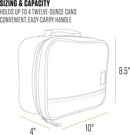 Carhartt Insulated Lunch Cooler For Men and Women, Fully Insulated Lunch Pale for Everyday Use, 4 Can (Black)