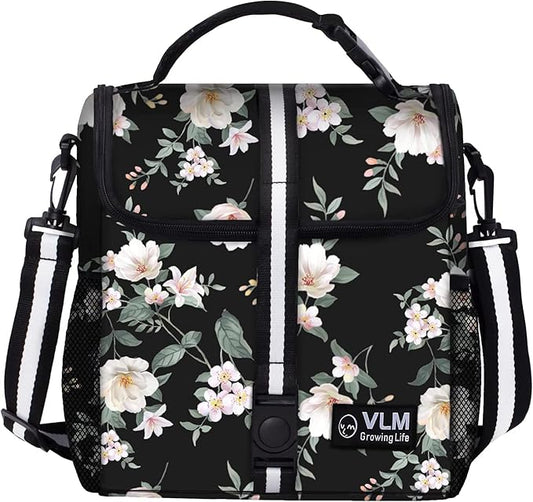 VLM Lunch Box for Women, Insulated Lunch Bag Women with Adjustable Shoulder Strap, Cute Lunch Tote Bag for Work,Picnic,Camping