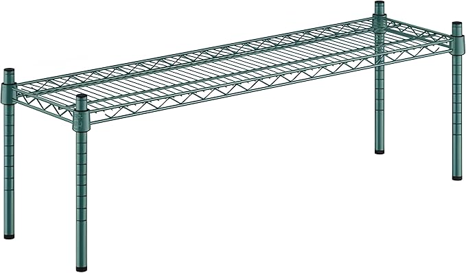 12" x 42" x 14" Green Epoxy Wire Storage Shelf, Dunnage Rack, Commercial 1 Tier Small Shelf