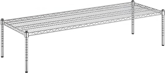 21" x 60" x 14" Chrome Wire Storage Shelf, Dunnage Rack, Commercial 1 Tier Small Shelf