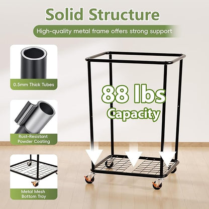 150L Laundry Basket with Wheels, Rolling Laundry Hamper with Cloth Cover, Laundry Cart with Metal Frame & Removable Bag, Large Dirty Clothes Hampers for Bedroom Aesthetic, Laundry Room Bathroom, Black