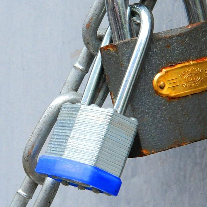 SEPOX® 12Pcs Set Keyed-Alike Laminated Steel Padlocks with Same-Key, 2-3/8" Extra Long-Shackle, 1-9/16" 40MM Heavy-Duty Padlock Body, Locks with 28Pcs Key with Big Handle for Lockers-Lock, Fence
