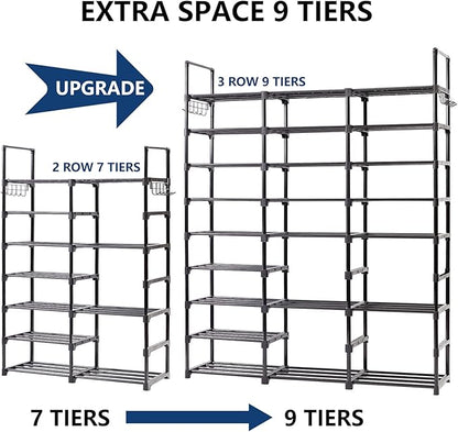 Mavivegue 9-Tier Metal Shoe Rack - Holds 50-55 Pairs, Tall Storage Shelf for Shoes, Boots, Entryway, Closet, Garage