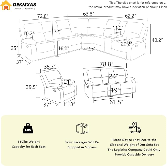 5 Pieces Living Room Furniture Sets, Reclining Sectional Sofa Set with Reclining Sofa and Chair, Black Leather Sectional Manual Recliner Couch with Drop-Down Table,Cup Holders,Storage Console